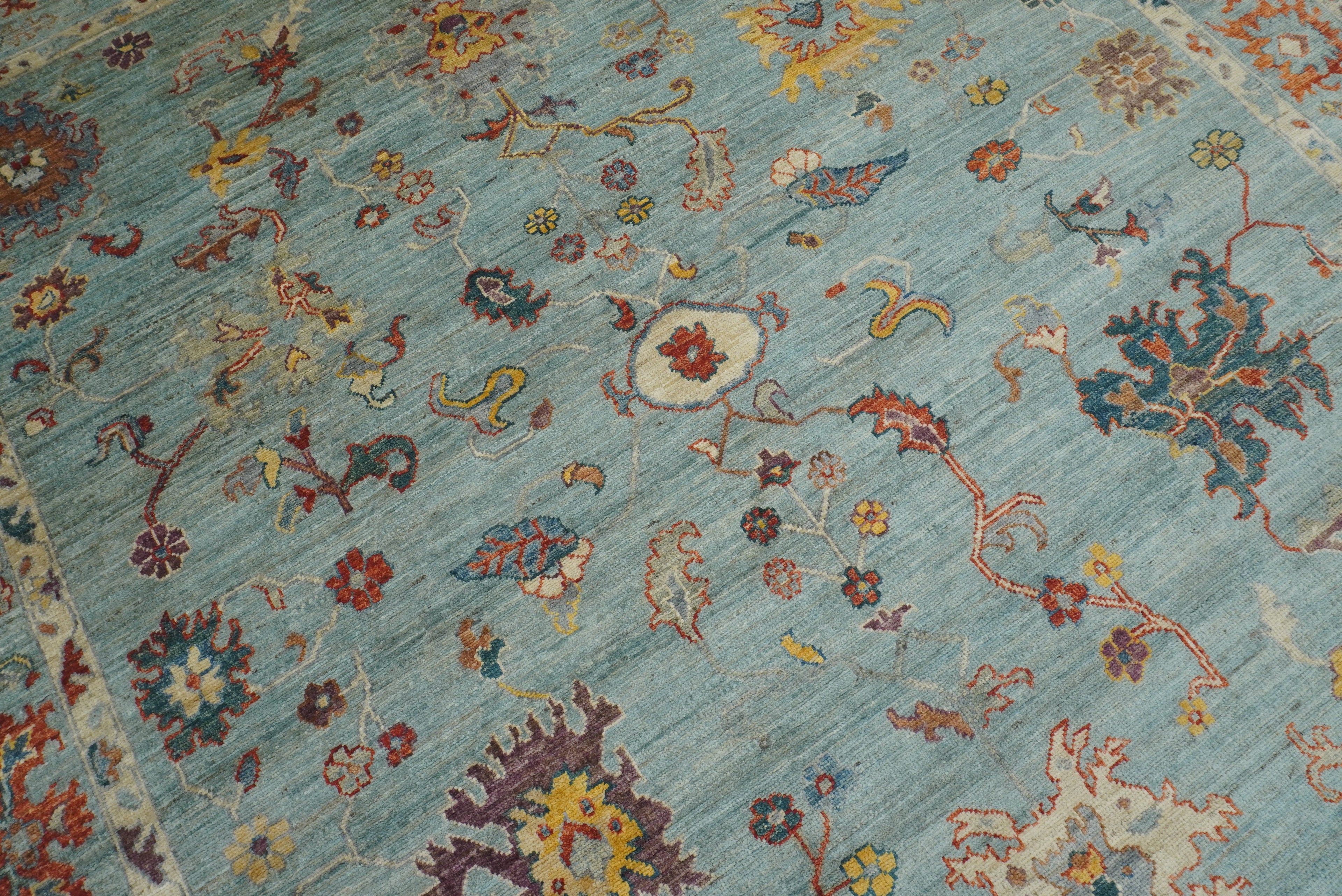 8x10 Oushak Soft Aqua Blue Hand knotted Rug - Yildiz Rugs