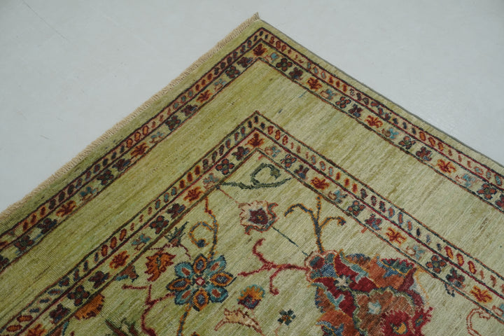 5x7 Green Waziri Afghan Hand Knotted Oriental Rug