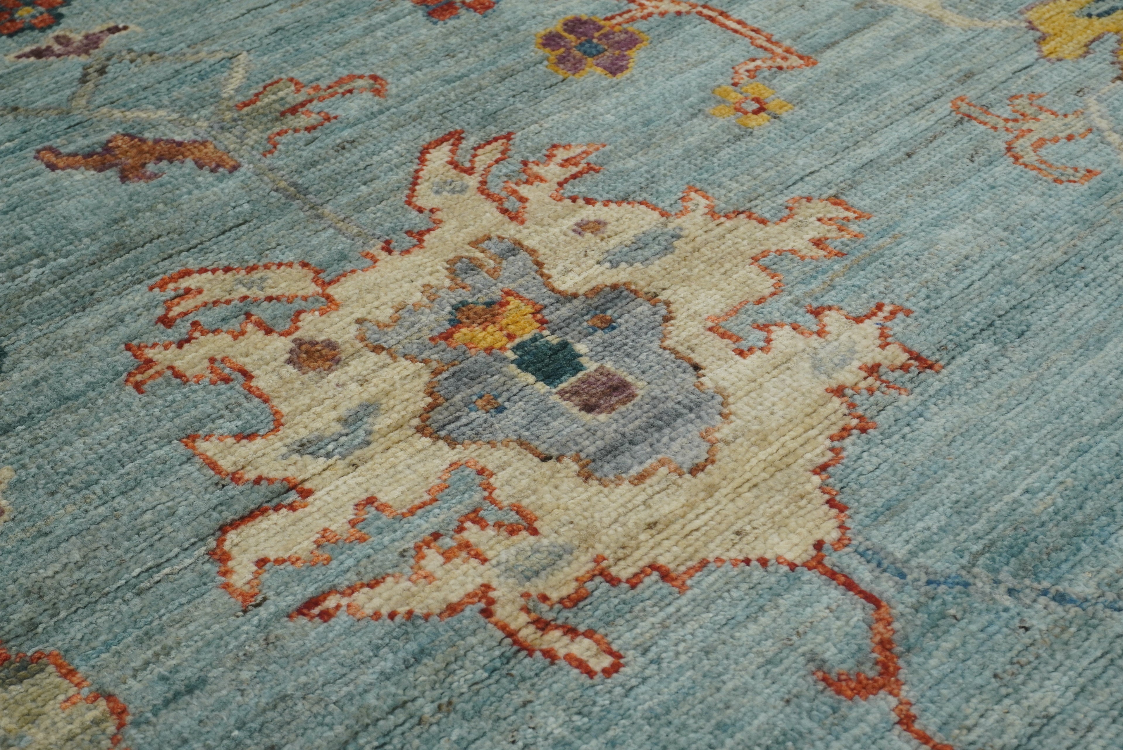 8x10 Oushak Soft Aqua Blue Hand knotted Rug - Yildiz Rugs