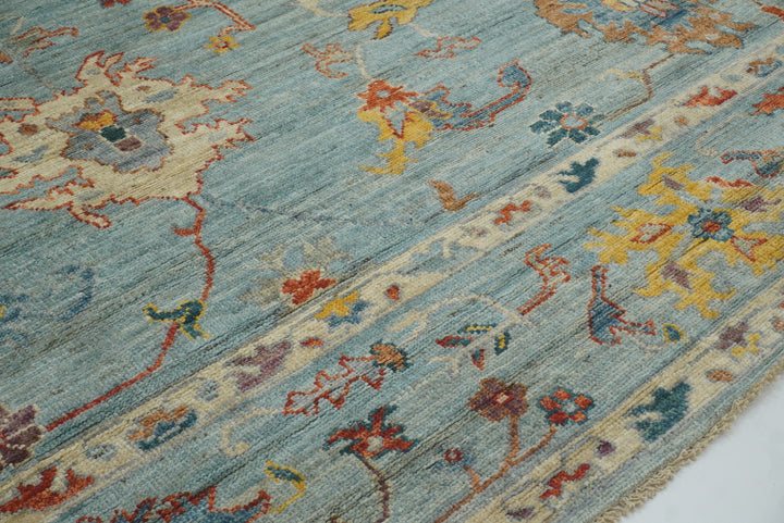 8x10 Oushak Soft Aqua Blue Hand knotted Rug - Yildiz Rugs