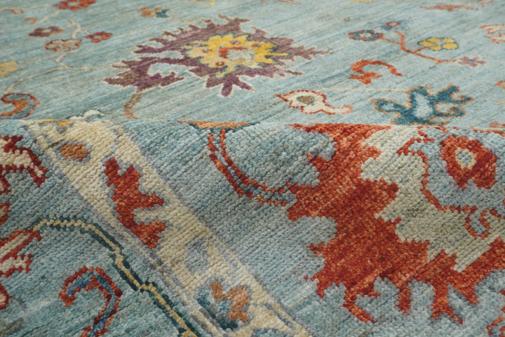 8x10 Oushak Soft Aqua Blue Hand knotted Rug - Yildiz Rugs