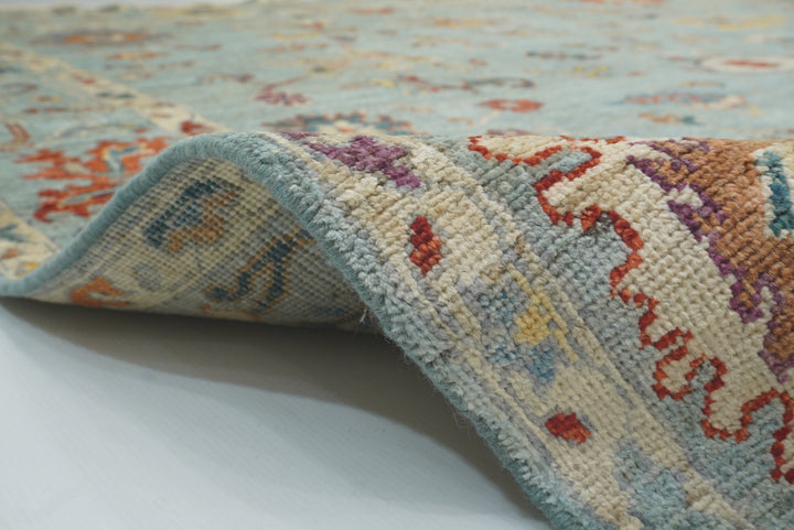 8x10 Oushak Soft Aqua Blue Hand knotted Rug - Yildiz Rugs