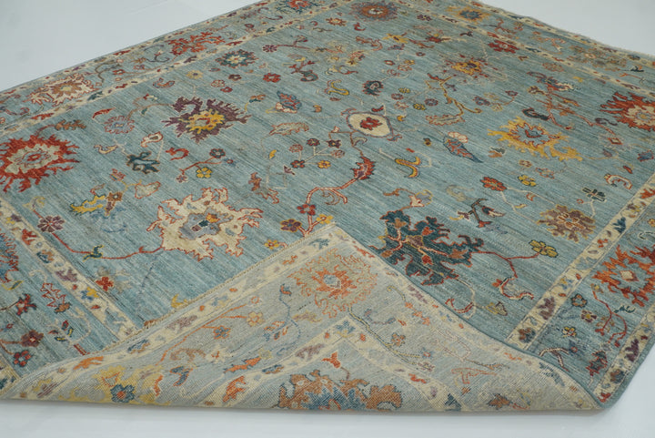 8x10 Oushak Soft Aqua Blue Hand knotted Rug - Yildiz Rugs
