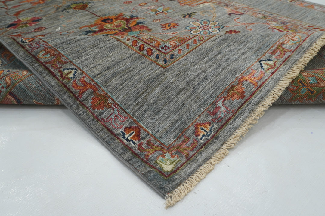 4x6 Blueish Gray Waziri Afghan Hand Knotted Oriental Rug