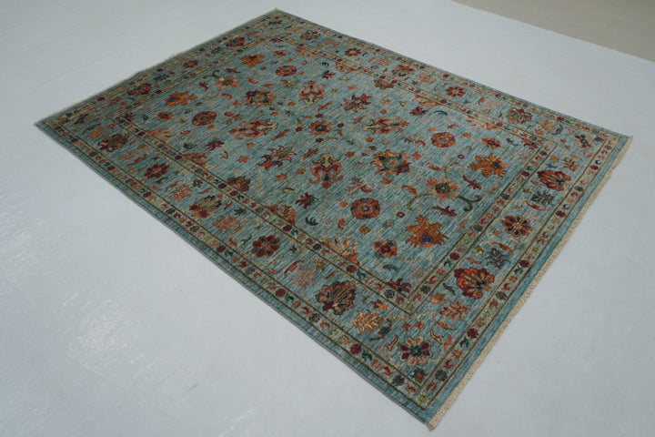 5x7 Blue Waziri Afghan Hand Knotted Oriental Rug