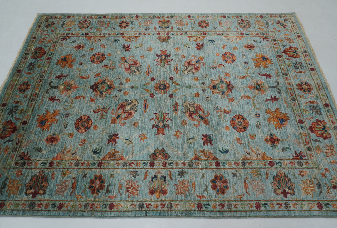 5x7 Blue Waziri Afghan Hand Knotted Oriental Rug