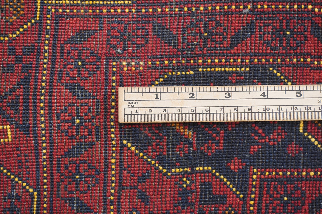 5x7 Red Afghan Handmade Vintage Rug - Yildiz Rugs