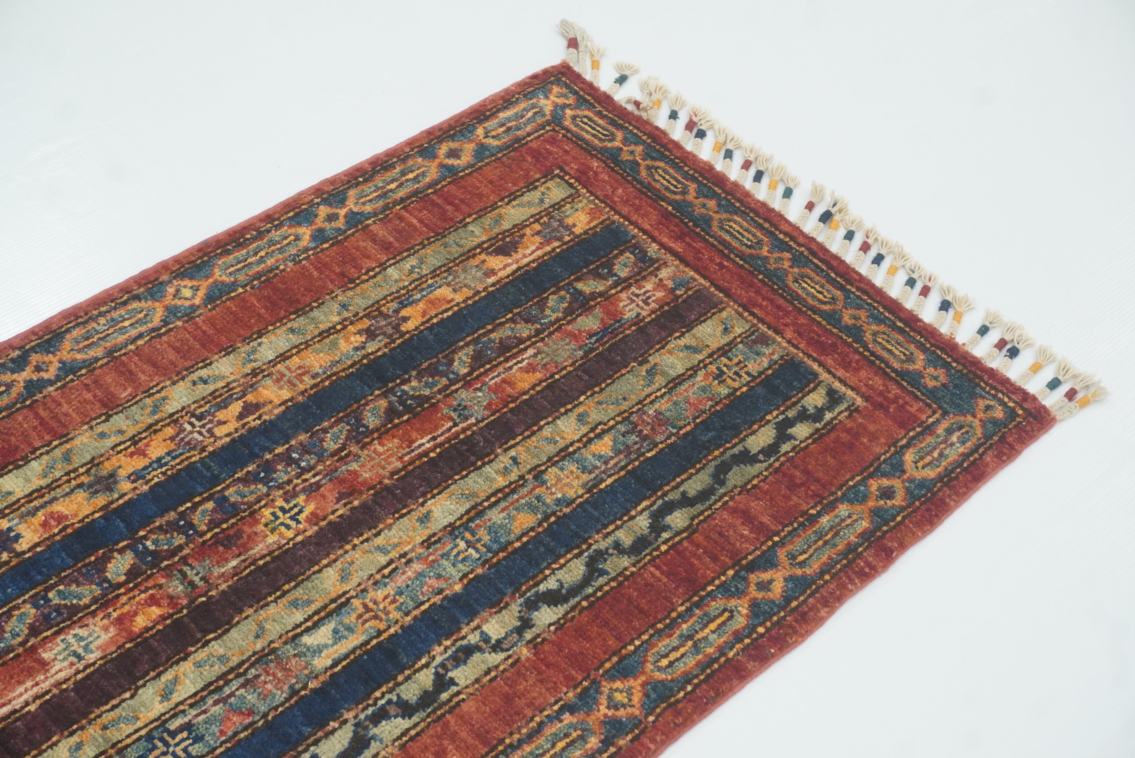 2x5 Red Shaal Turkish Hand knotted Runner Rug - Yildiz Rugs