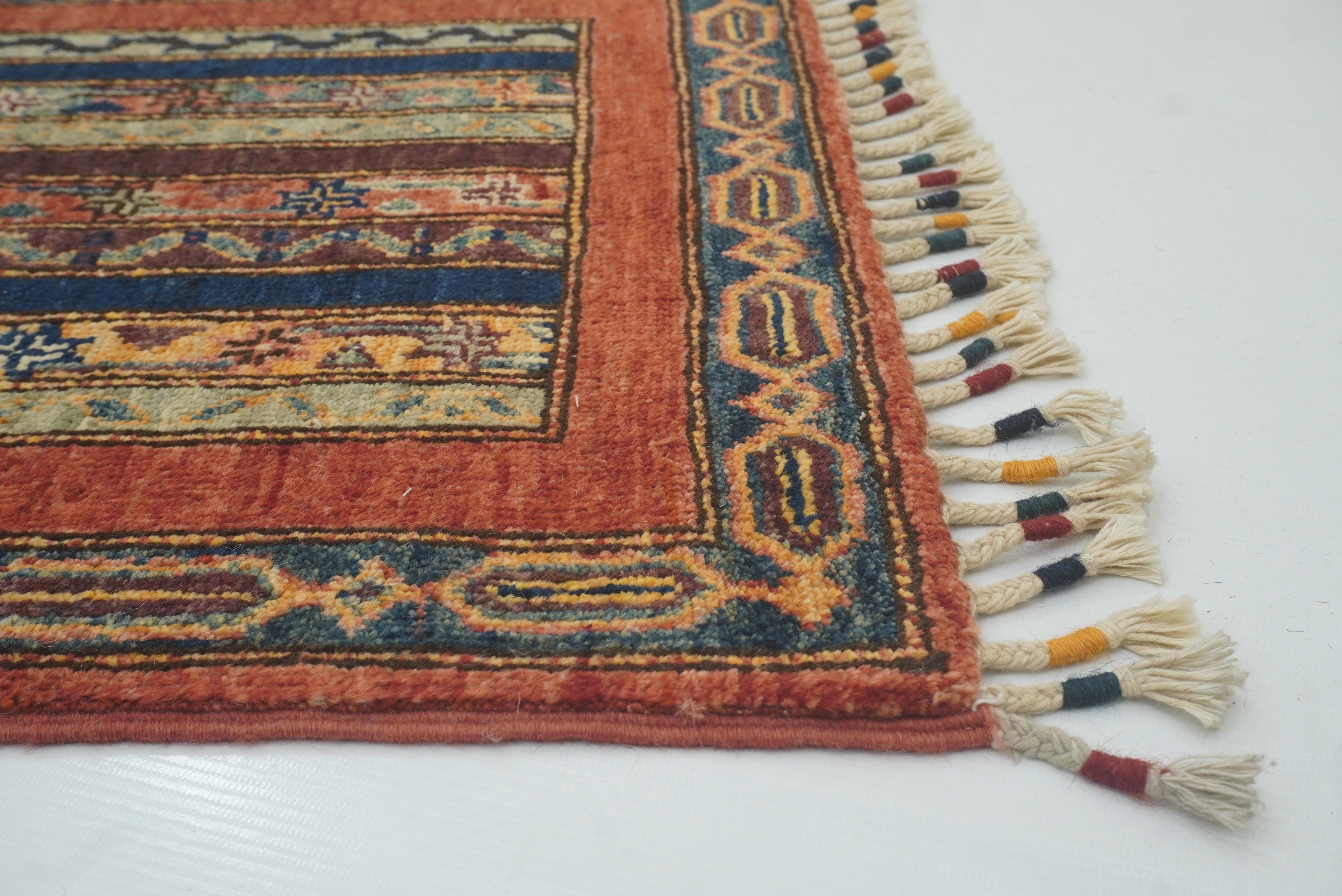 2x5 Red Shaal Turkish Hand knotted Runner Rug - Yildiz Rugs