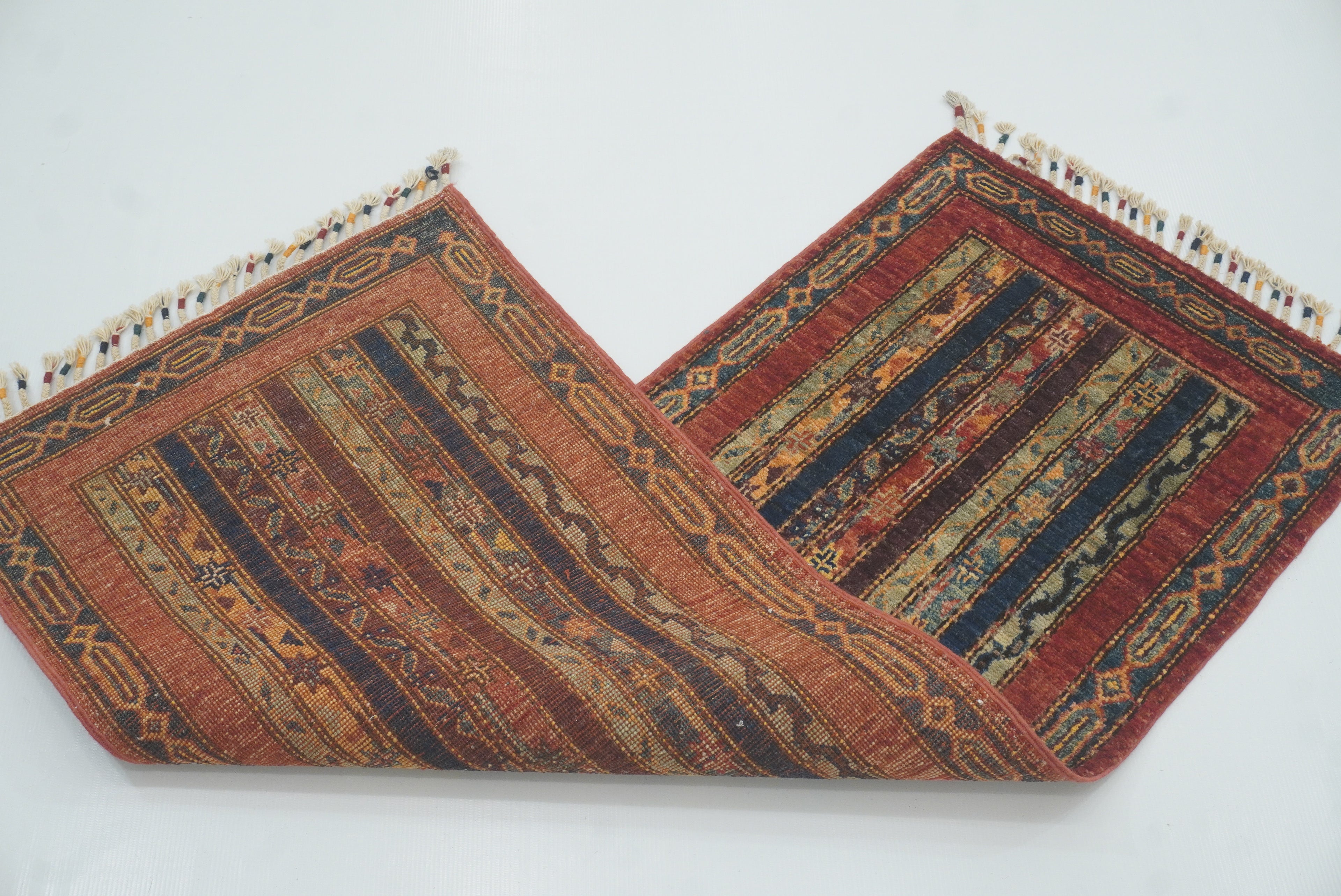 2x5 Red Shaal Turkish Hand knotted Runner Rug - Yildiz Rugs