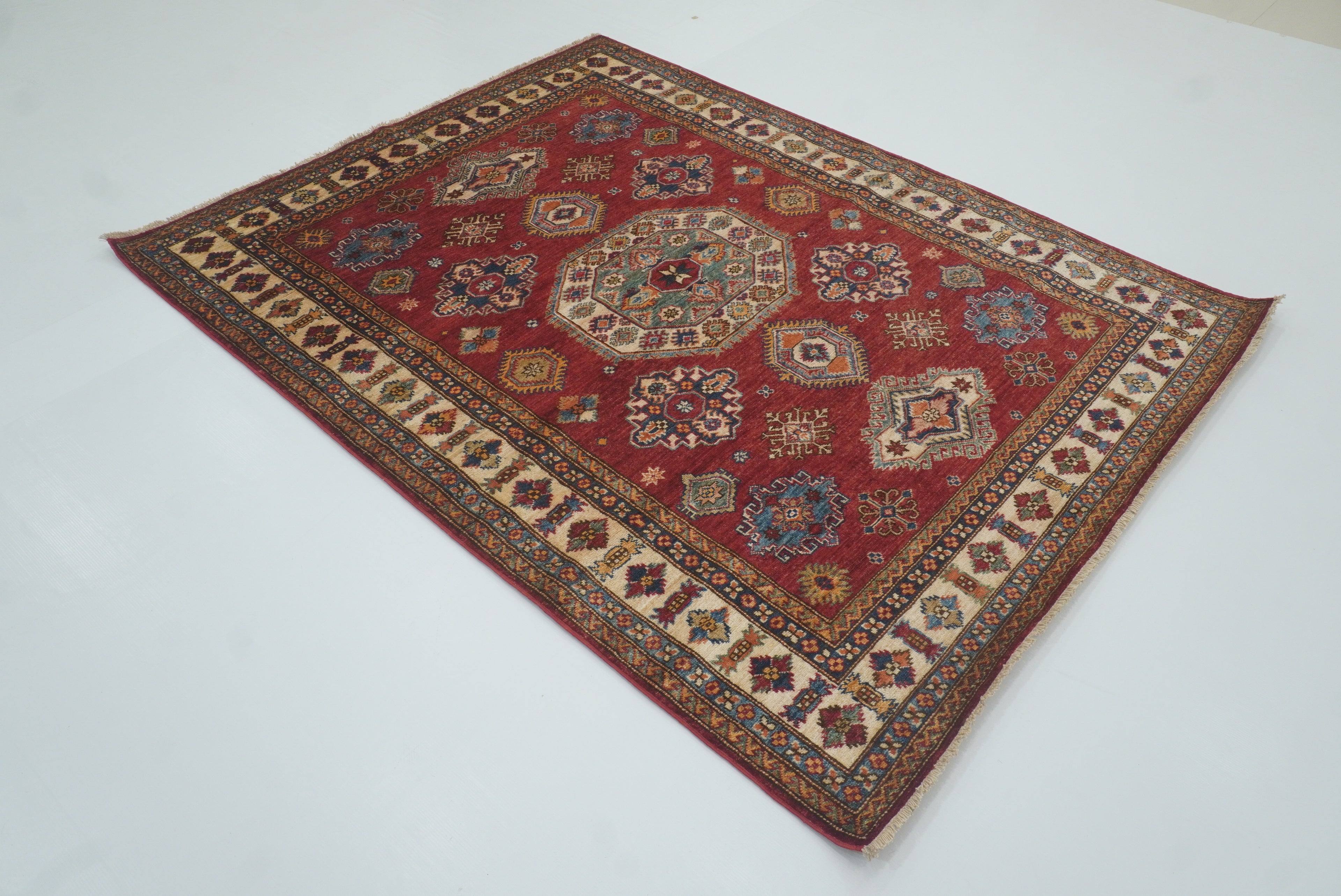 5x7 Red Kazak Hand Knotted Afghan Oriental Rug - Yildiz Rugs