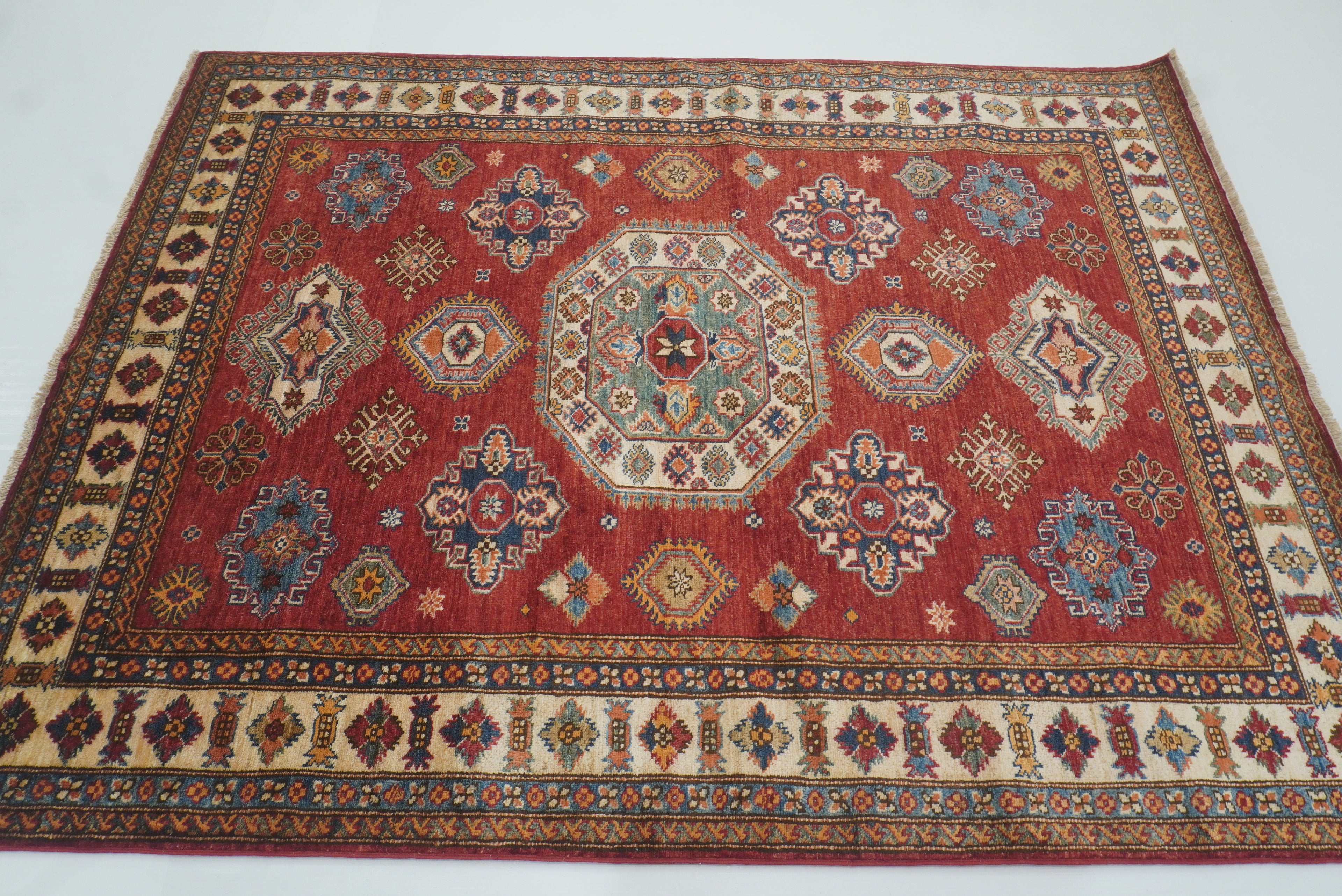 5x7 Red Kazak Hand Knotted Afghan Oriental Rug - Yildiz Rugs