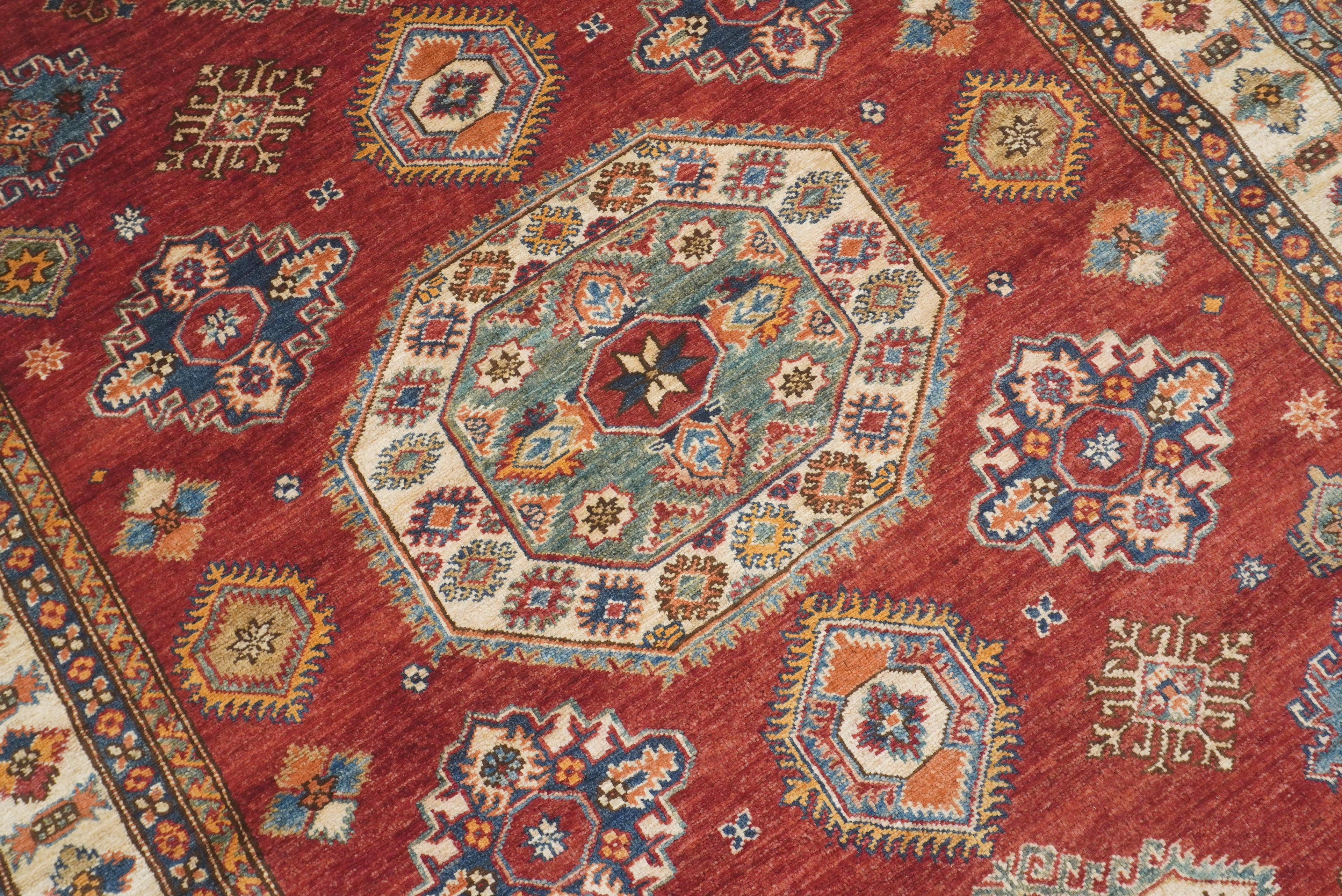 5x7 Red Kazak Hand Knotted Afghan Oriental Rug - Yildiz Rugs