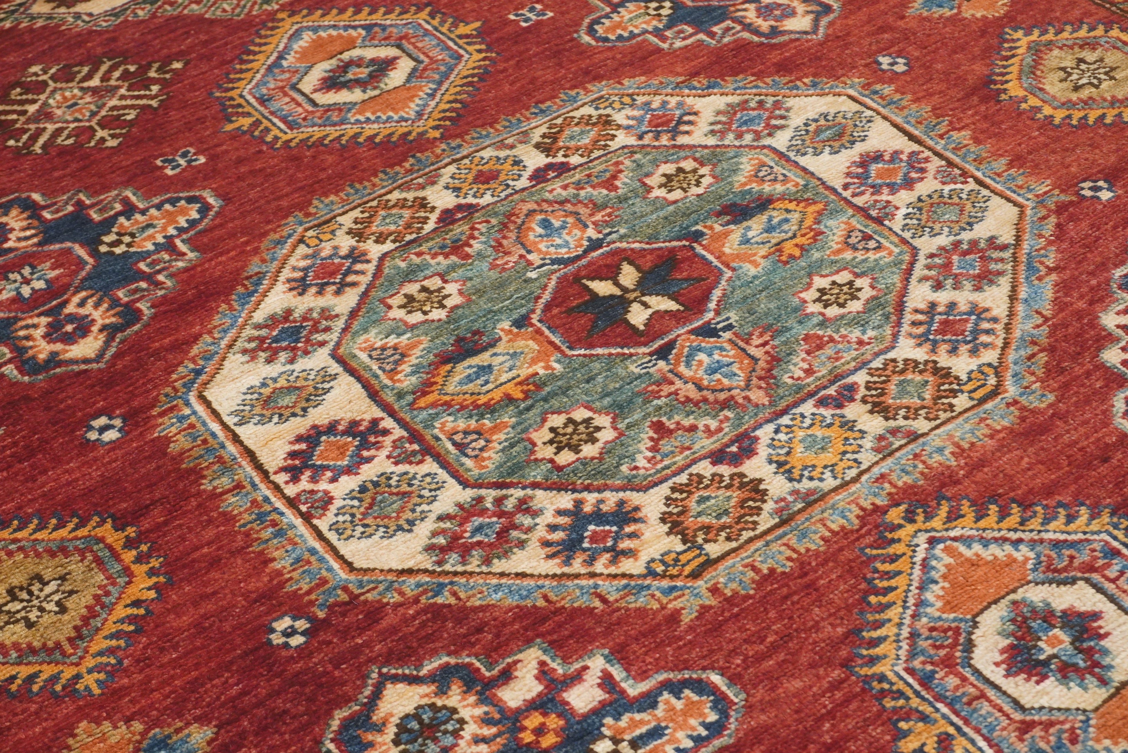 5x7 Red Kazak Hand Knotted Afghan Oriental Rug - Yildiz Rugs