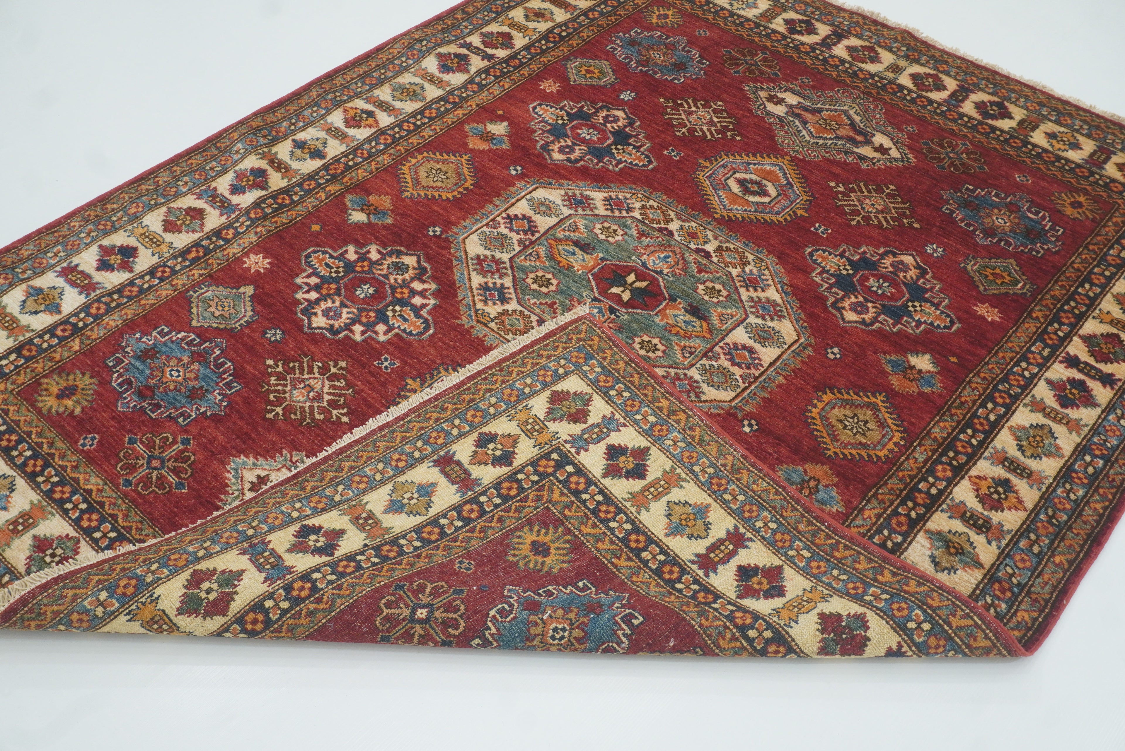 5x7 Red Kazak Hand Knotted Afghan Oriental Rug - Yildiz Rugs