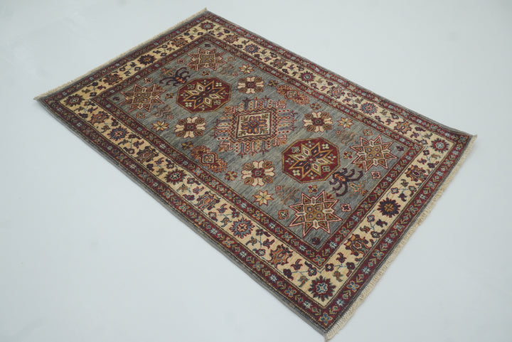 3x5 Gray Kazak Afghan Hand-knotted Rug - Yildiz Rugs