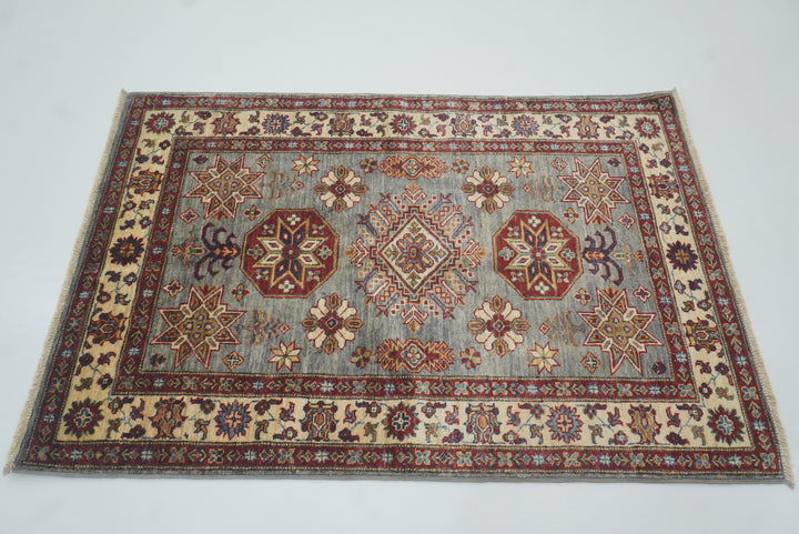 3x5 Gray Kazak Afghan Hand-knotted Rug - Yildiz Rugs
