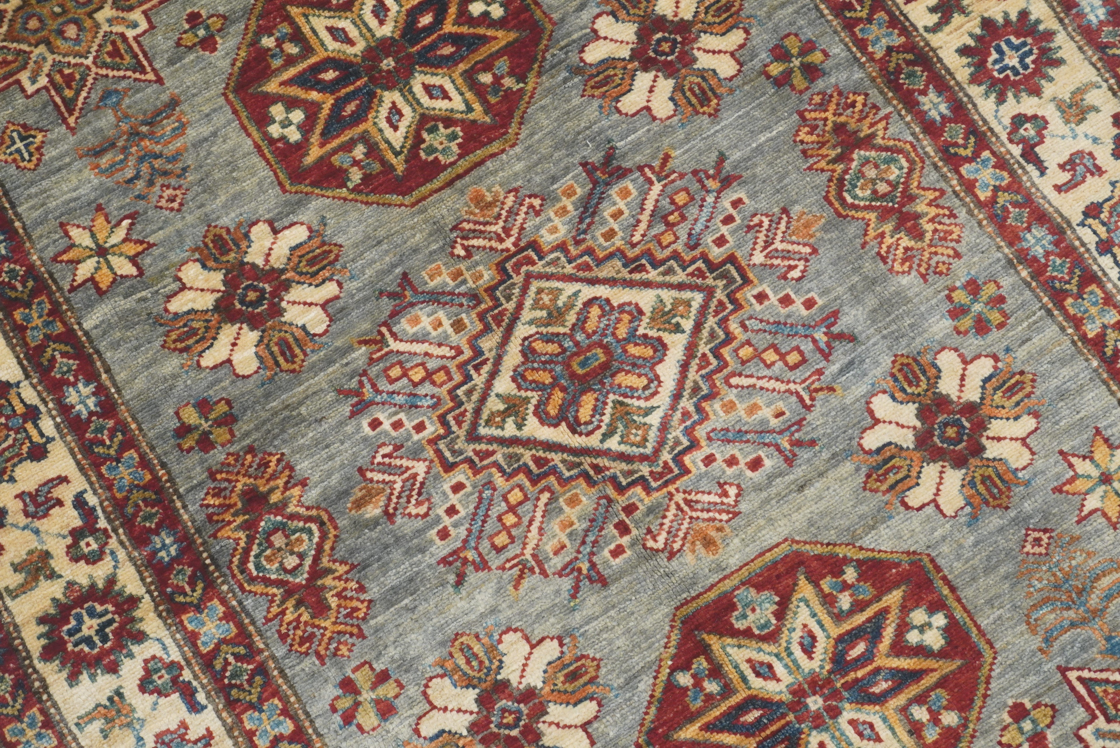 3x5 Gray Kazak Afghan Hand-knotted Rug - Yildiz Rugs