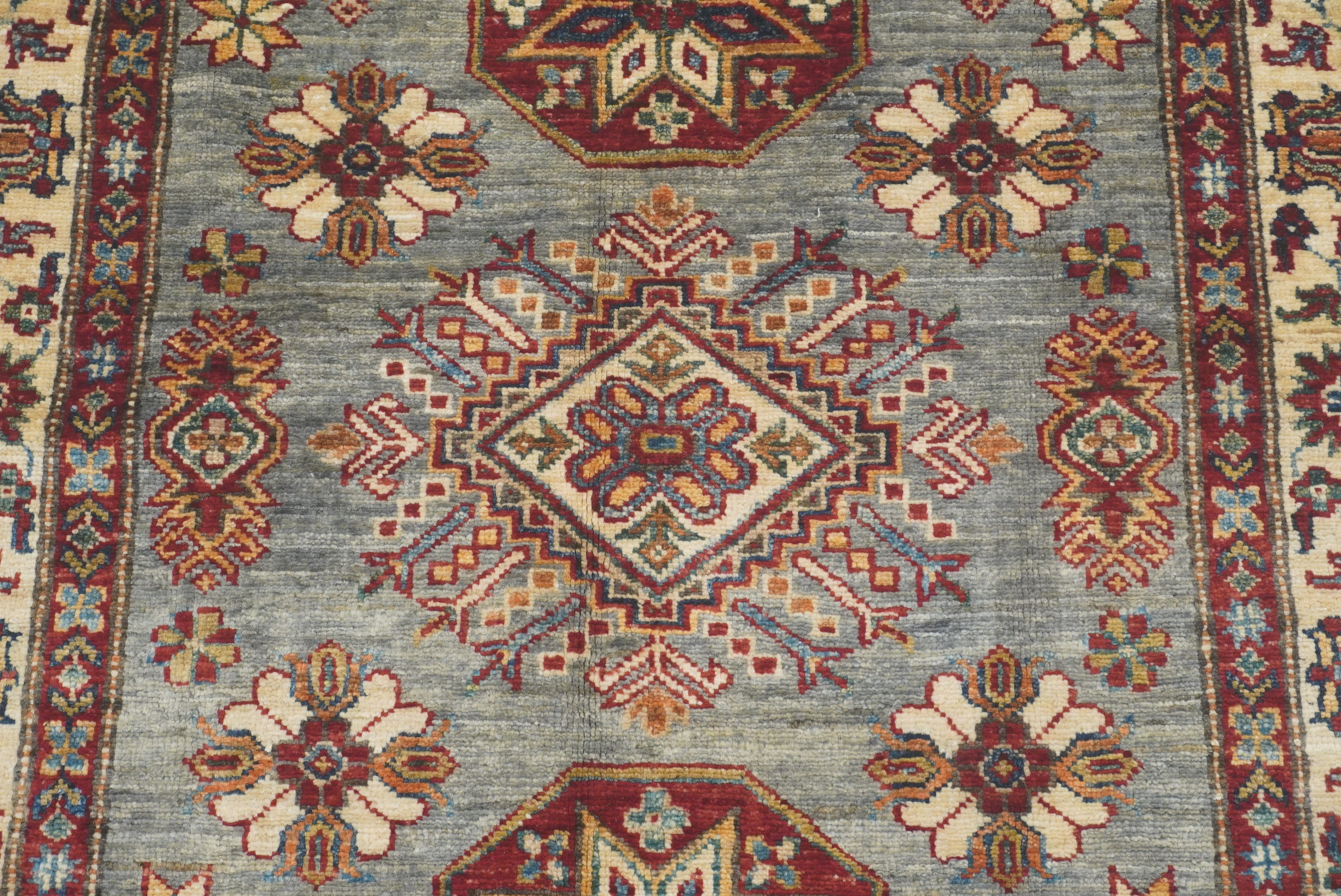 3x5 Gray Kazak Afghan Hand-knotted Rug - Yildiz Rugs