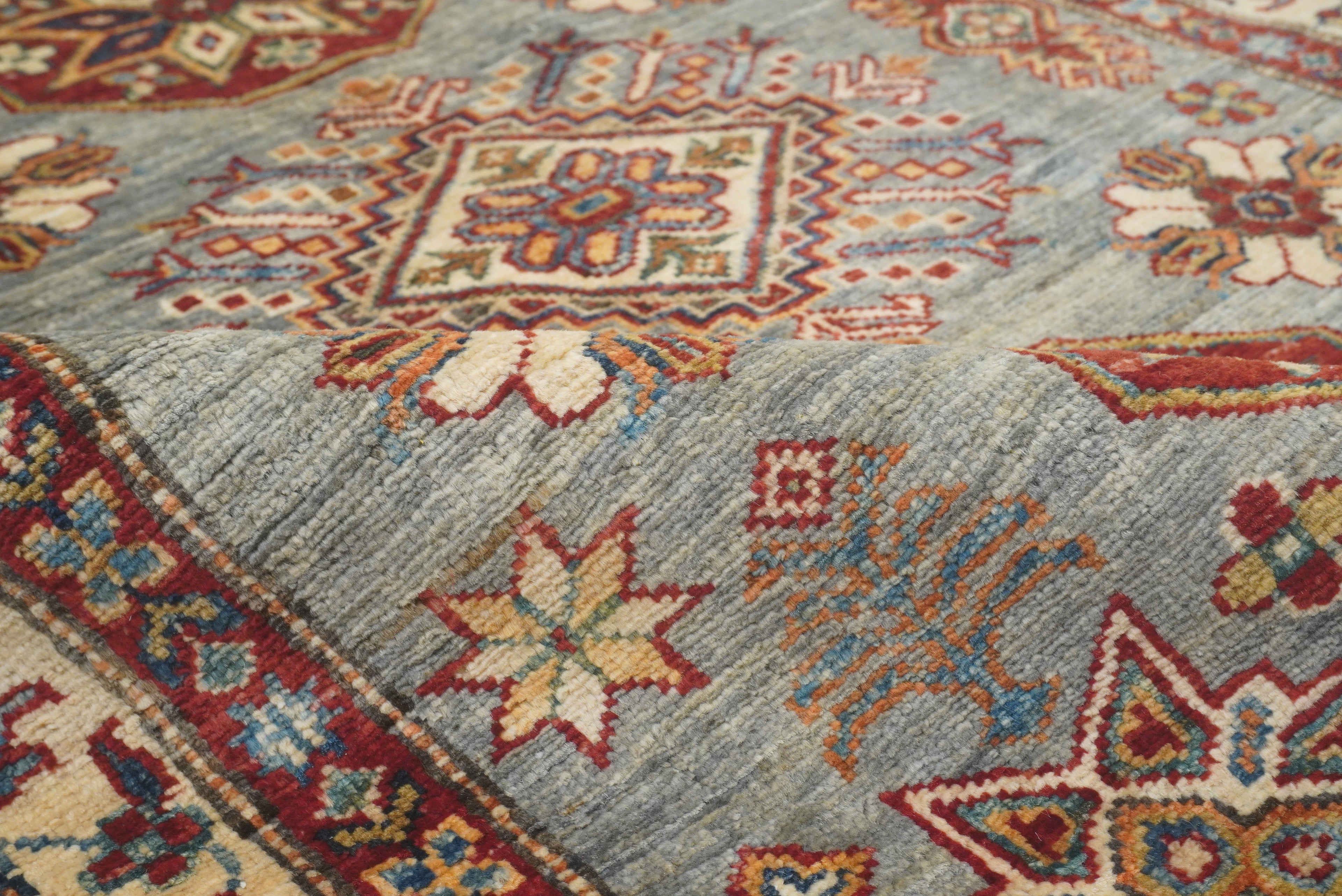 3x5 Gray Kazak Afghan Hand-knotted Rug - Yildiz Rugs