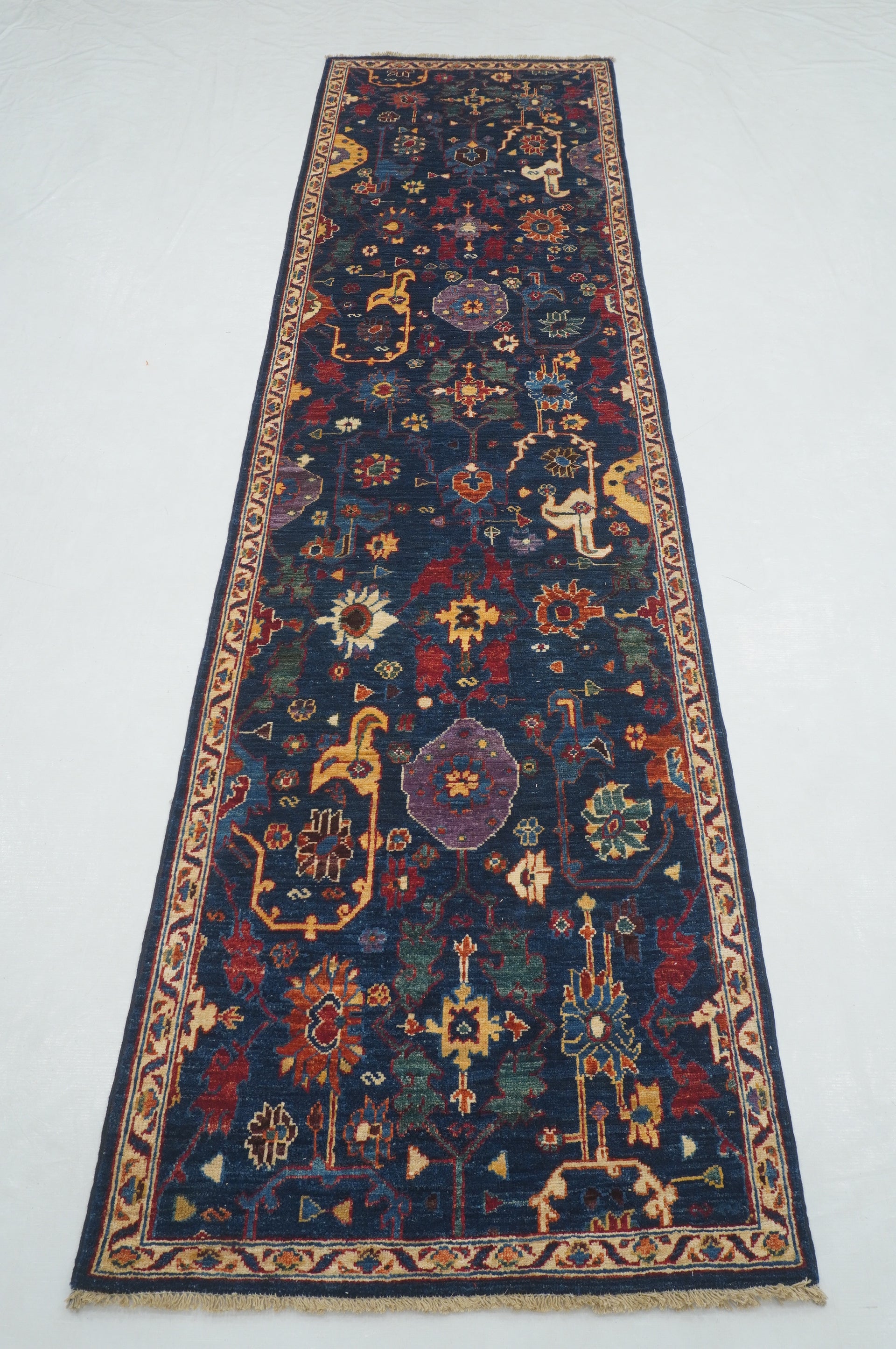 3 x 10 ft Navy Blue Bidjar Afghan Hand knotted Runner Rug