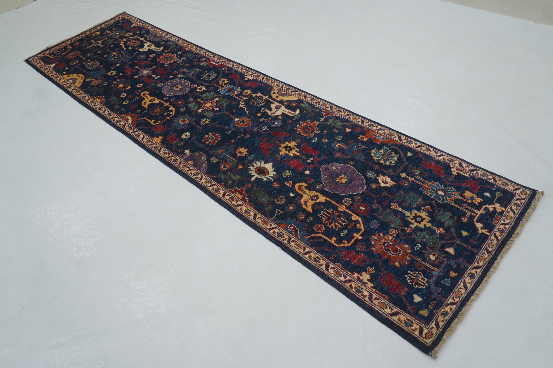 3 x 10 ft Navy Blue Bidjar Afghan Hand knotted Runner Rug