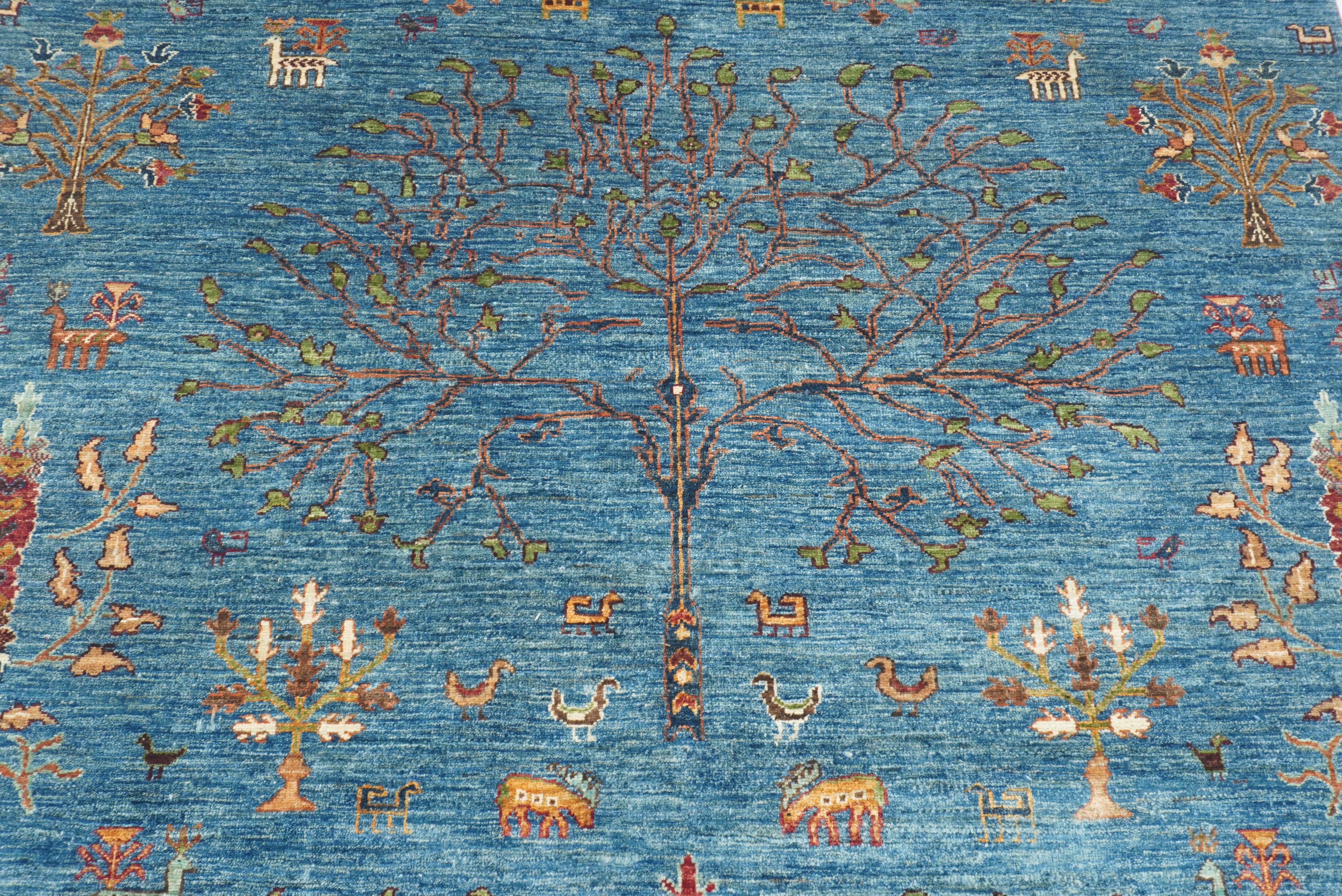 6x8 Blue Gabbeh Hand-Knotted Afghan Tree of Life Rug - Yildiz Rugs