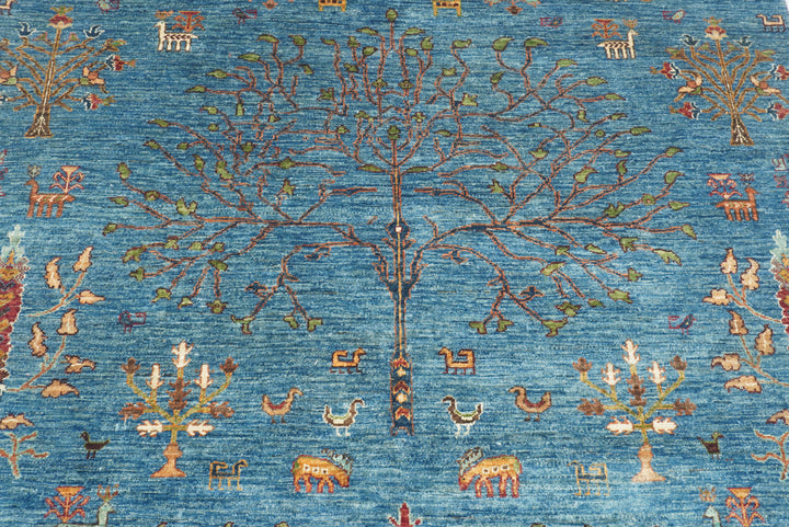 6x8 Blue Gabbeh Hand-Knotted Afghan Tree of Life Rug - Yildiz Rugs