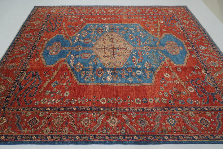 8x10 Blue Red Serapi Afghan Hand knotted Oriental Rug