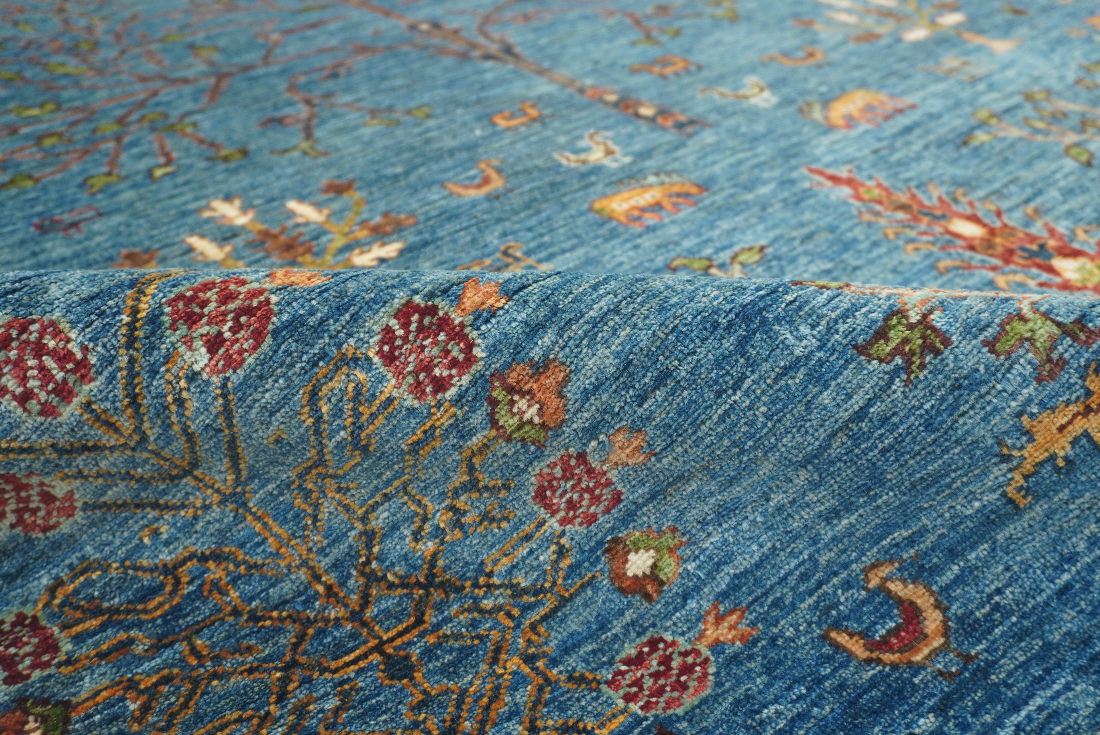 6x8 Blue Gabbeh Hand-Knotted Afghan Tree of Life Rug - Yildiz Rugs
