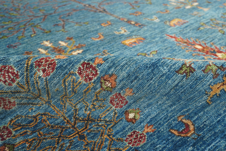 6x8 Blue Gabbeh Hand-Knotted Afghan Tree of Life Rug - Yildiz Rugs