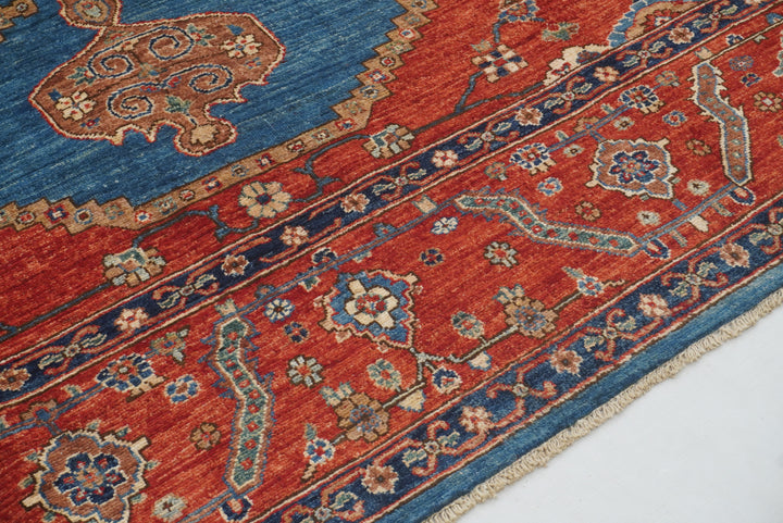 8x10 Blue Red Serapi Afghan Hand knotted Oriental Rug