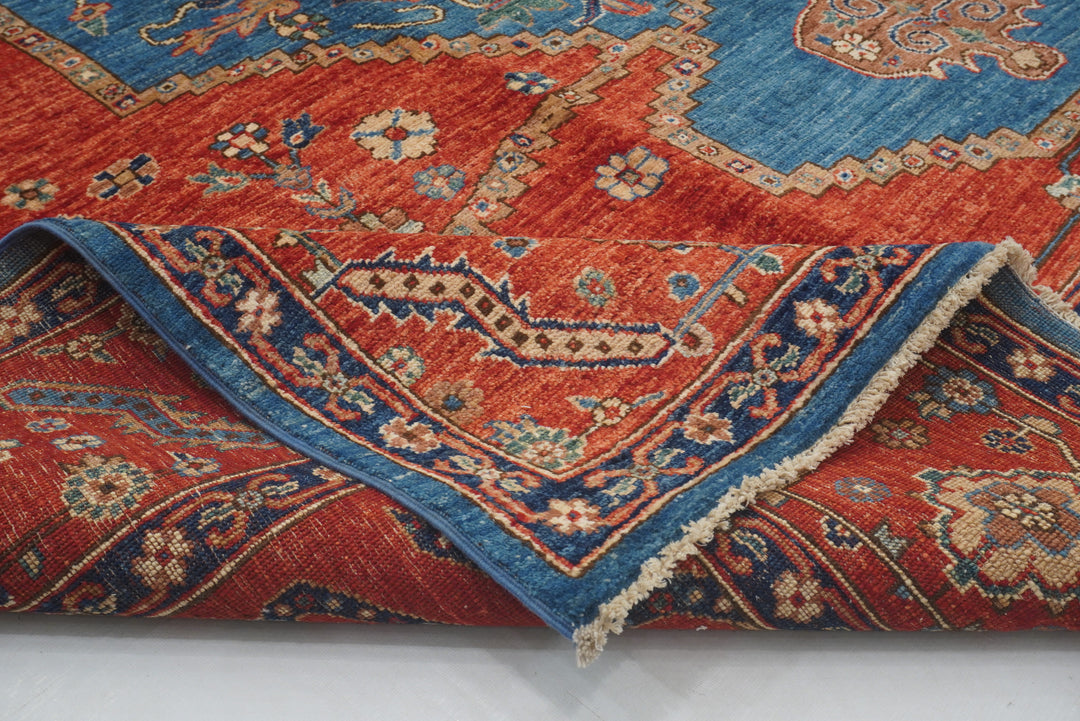 8x10 Blue Red Serapi Afghan Hand knotted Oriental Rug