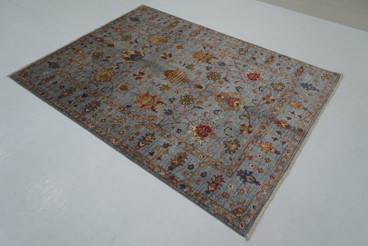 5x7 Blueish Gray Waziri Afghan Hand Knotted Oriental Rug