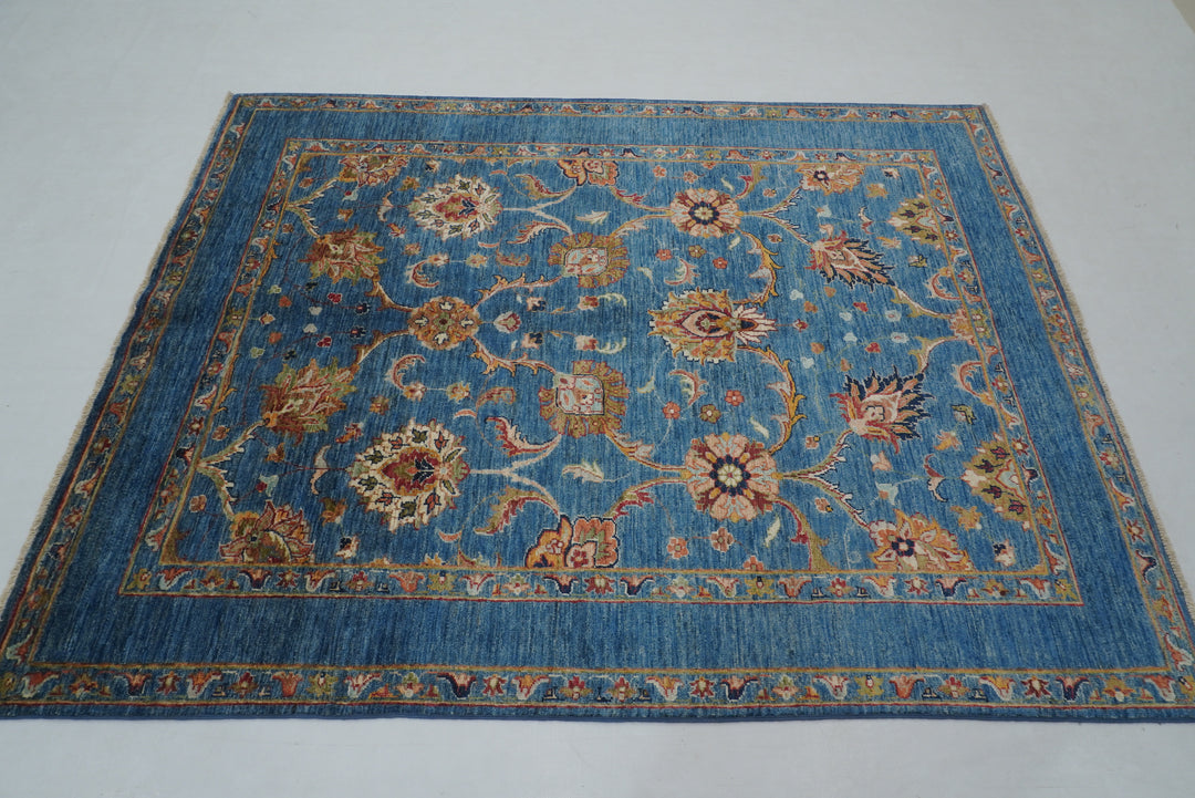 5x7 Blue Waziri Afghan Hand Knotted Oriental Rug