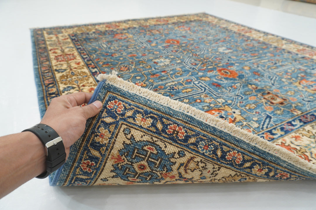 5x5 Blue Bidjar Square Afghan Hand knotted Rug