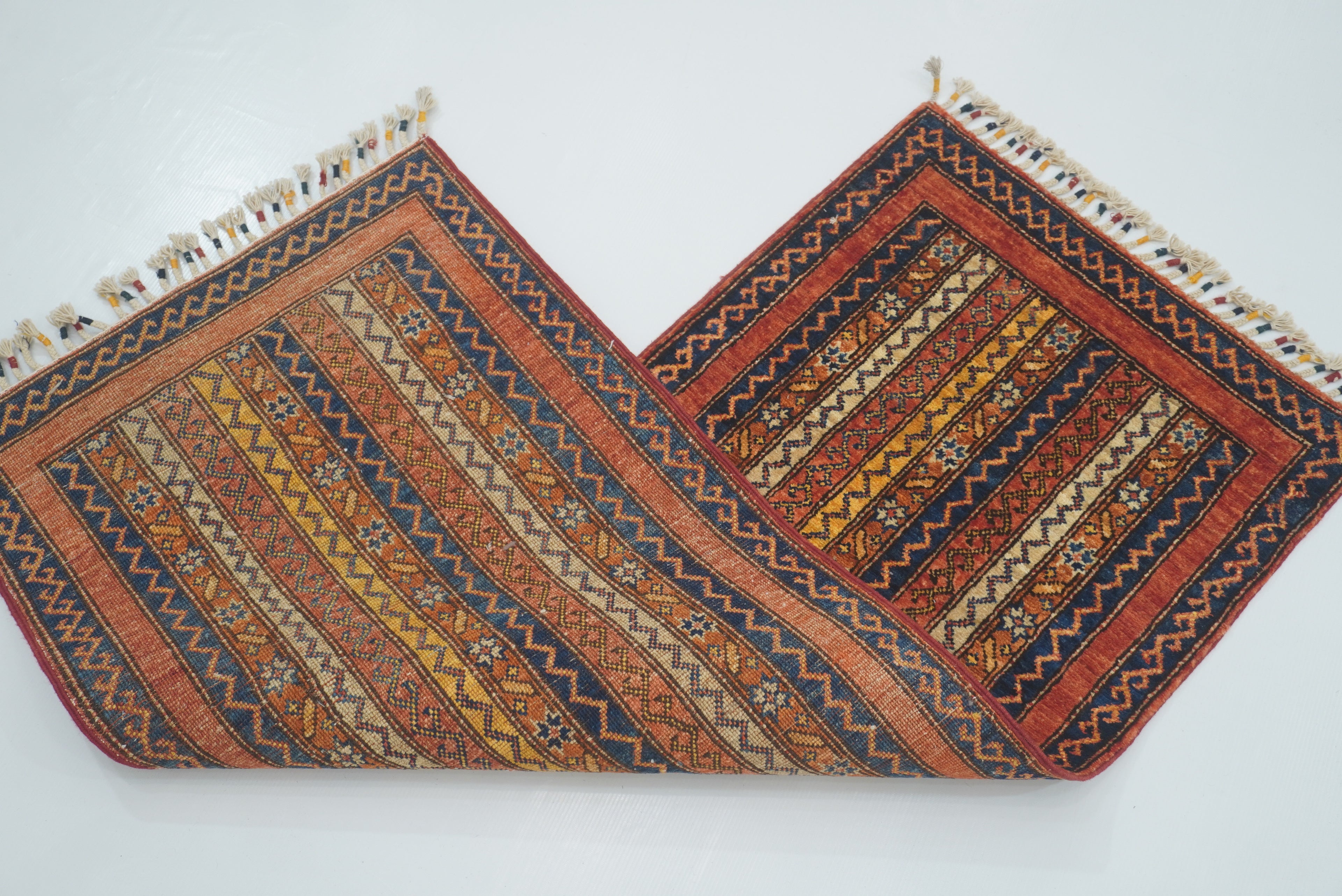 2x5 Red Shaal Turkish Hand knotted Runner Rug - Yildiz Rugs