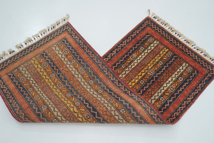 2x5 Red Shaal Turkish Hand knotted Runner Rug - Yildiz Rugs
