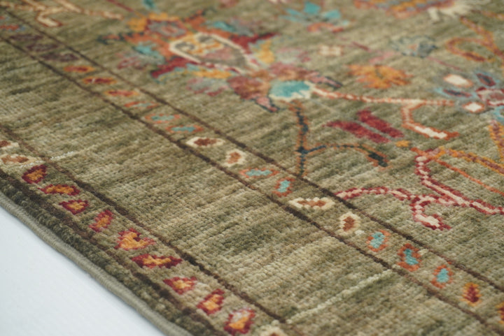 2x3 Green Afghan Waziri Floral Hand Knotted Rug - Yildiz Rugs