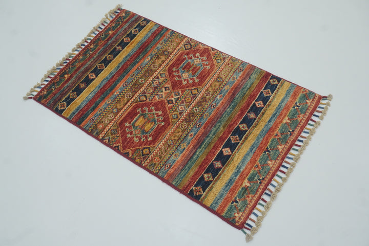 2x3 Red Khorjin Afghan Hand knotted Rug - Yildiz Rugs