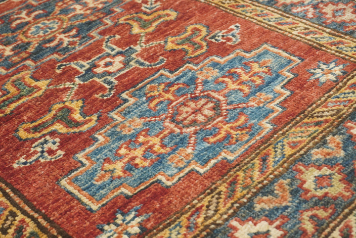2x3 Red Kazak Hand-Knotted Afghan Rug - Yildiz Rugs