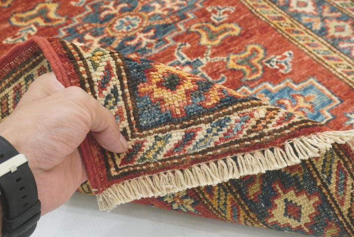 2x3 Red Kazak Hand-Knotted Afghan Rug - Yildiz Rugs
