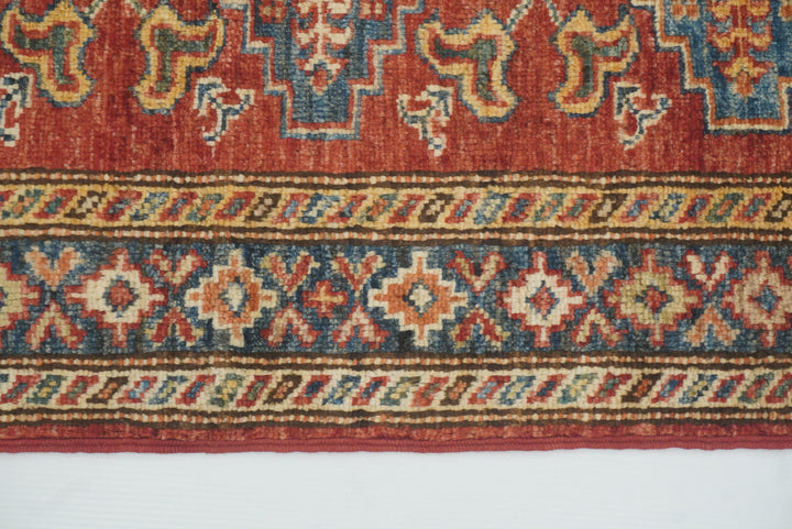 2x3 Red Kazak Hand-Knotted Afghan Rug - Yildiz Rugs
