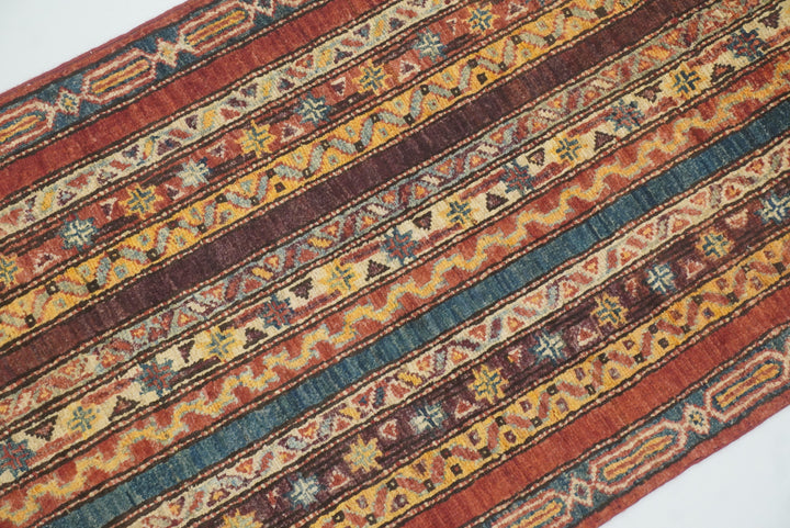 2x5 Red Shaal Turkish Hand knotted Runner Rug - Yildiz Rugs
