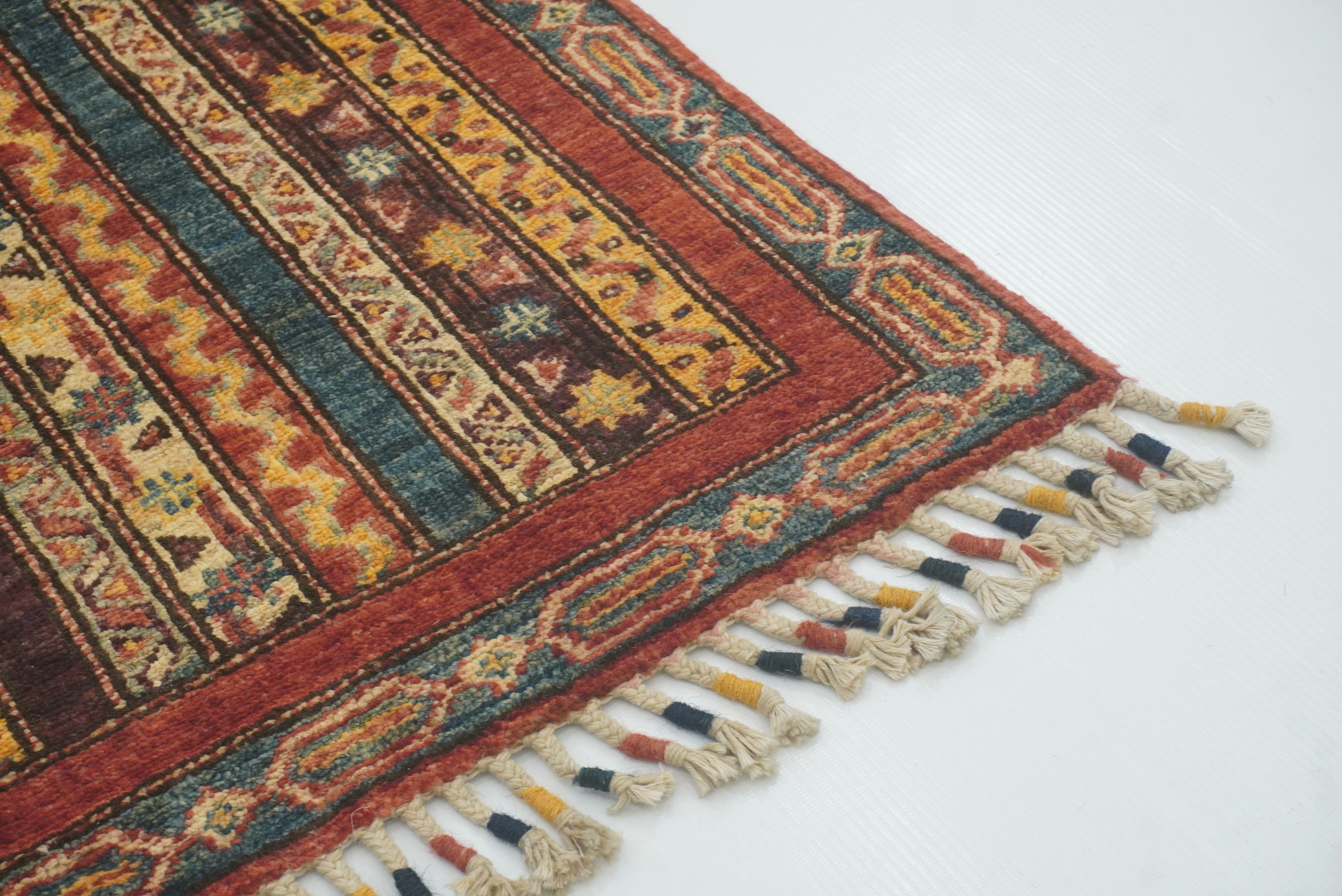 2x5 Red Shaal Turkish Hand knotted Runner Rug - Yildiz Rugs