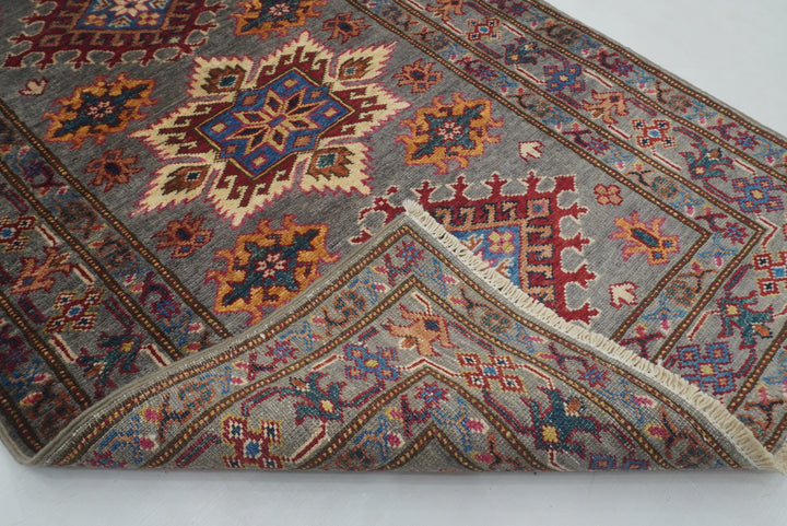 3x4 Gray Kazak Afghan Hand Knotted Oriental Rug