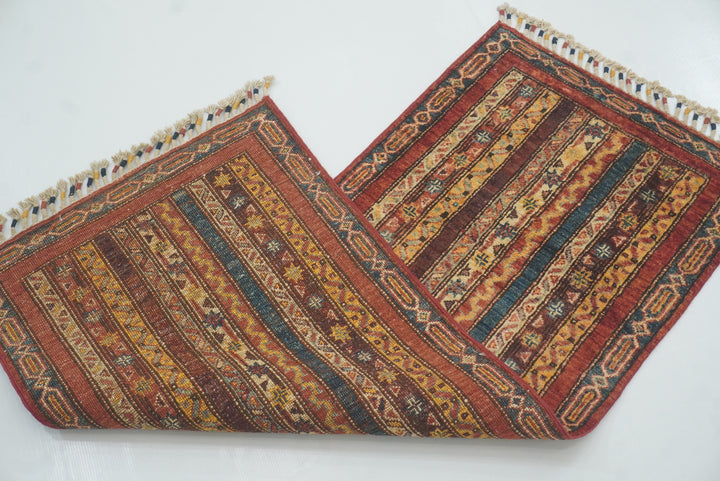 2x5 Red Shaal Turkish Hand knotted Runner Rug - Yildiz Rugs