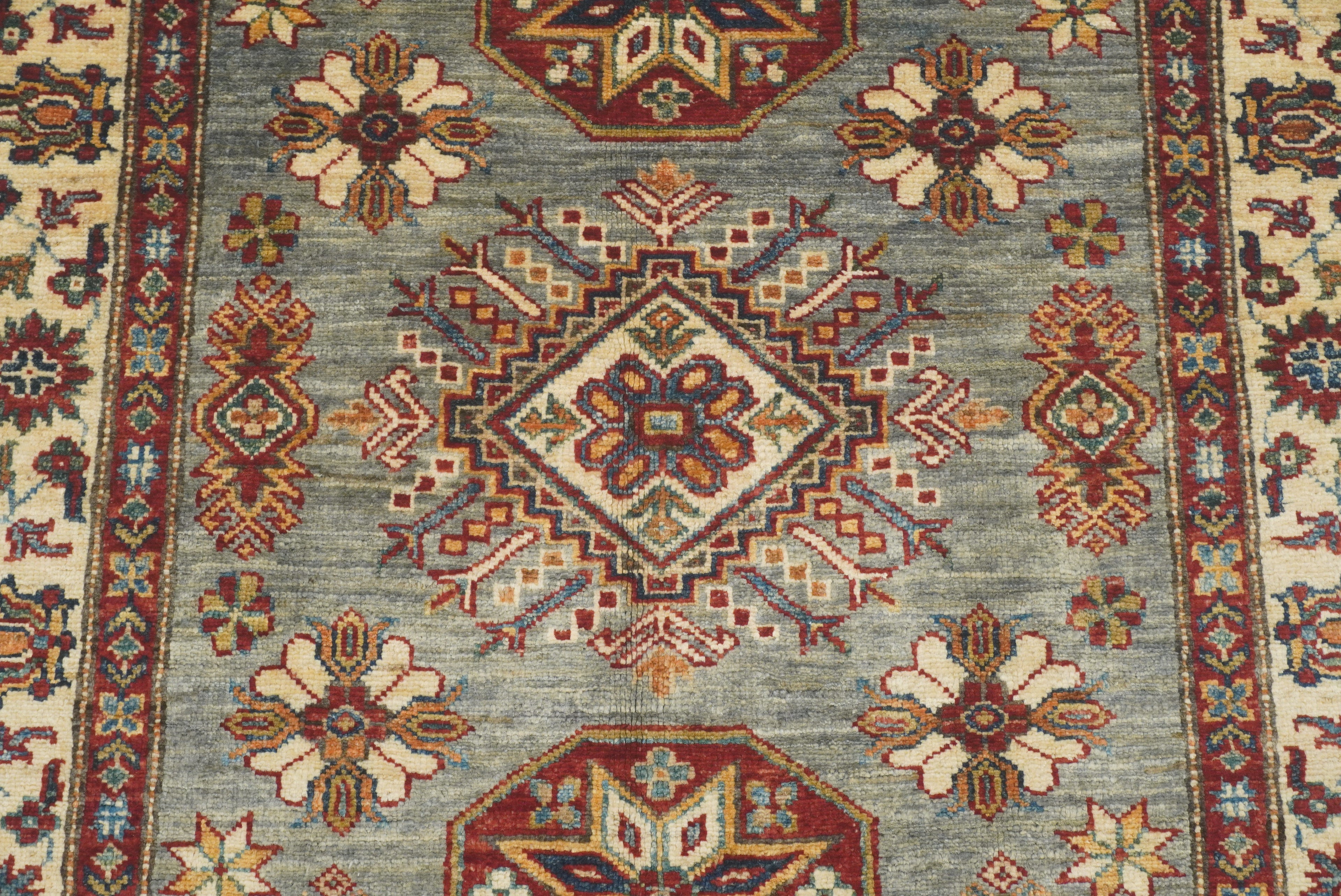 3x5 Gray Kazak Afghan Hand-knotted Rug - Yildiz Rugs