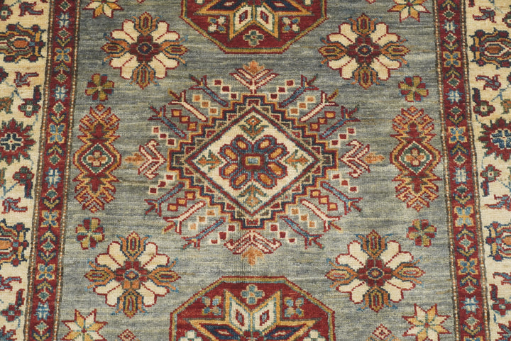 3x5 Gray Kazak Afghan Hand-knotted Rug - Yildiz Rugs