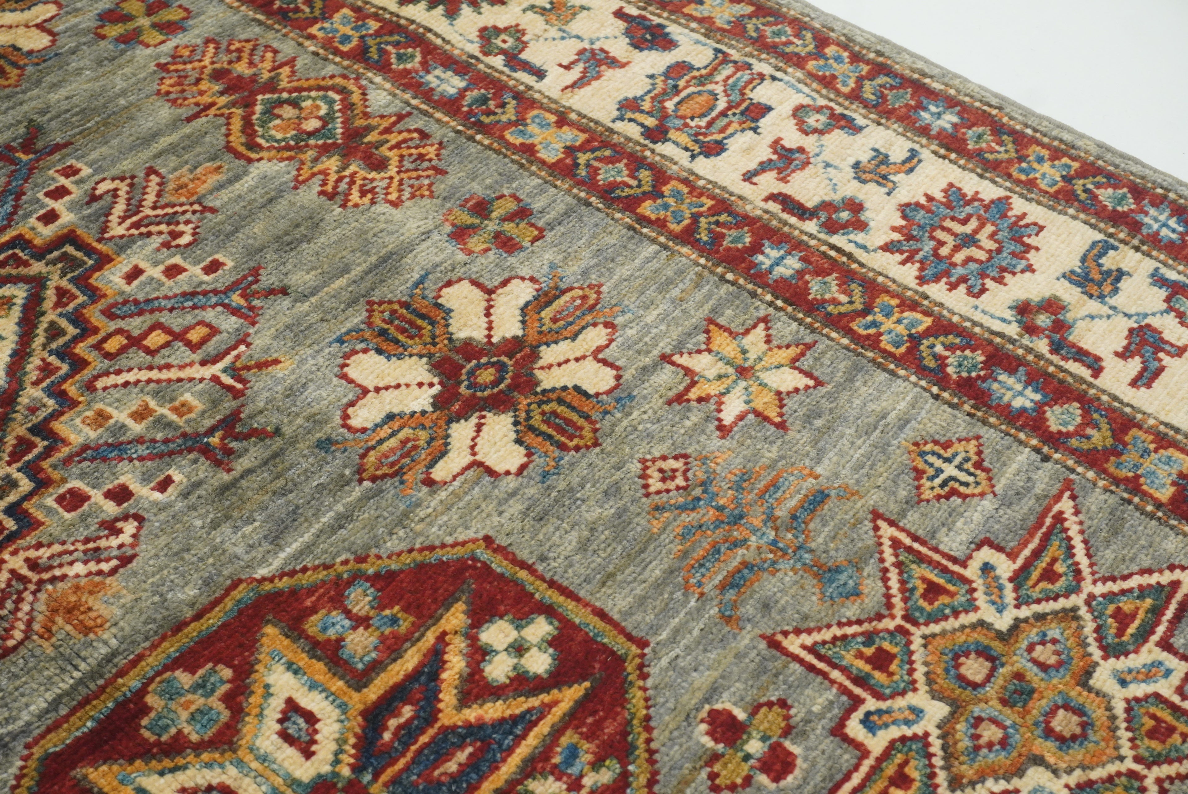 3x5 Gray Kazak Afghan Hand-knotted Rug - Yildiz Rugs